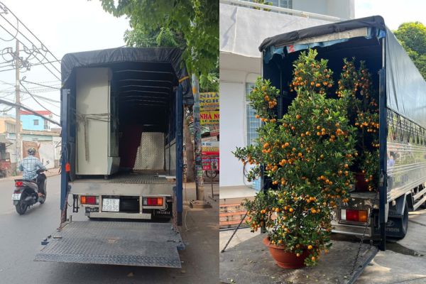 Xe tải chuyển đồ đạc có bàn nâng